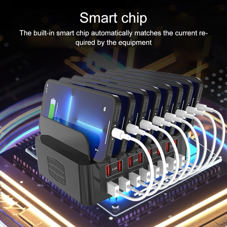 محطة شحن ذكية YFY-A55 بقدرة 150 واط مع 16 منفذ USB وحامل للهاتف والتابلت، قابس أمريكي، YFY-A55