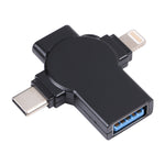 محول X09 4 في 1 من USB إلى واجهة مزدوجة 8 دبابيس + USB-C/Type-C OTG