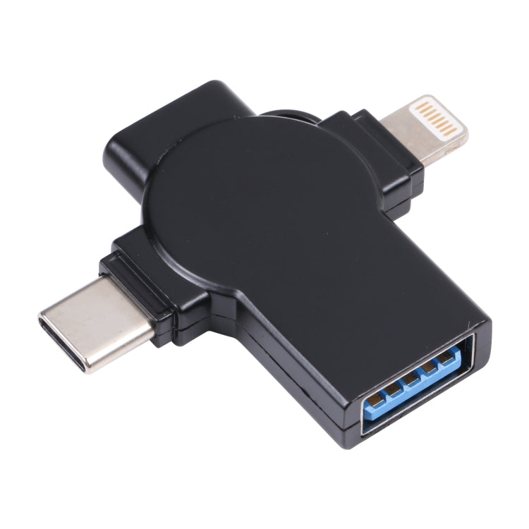 محول X09 4 في 1 من USB إلى واجهة مزدوجة 8 دبابيس + USB-C/Type-C OTG