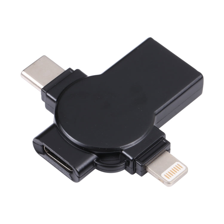 محول X09 4 في 1 من USB إلى واجهة مزدوجة 8 دبابيس + USB-C/Type-C OTG