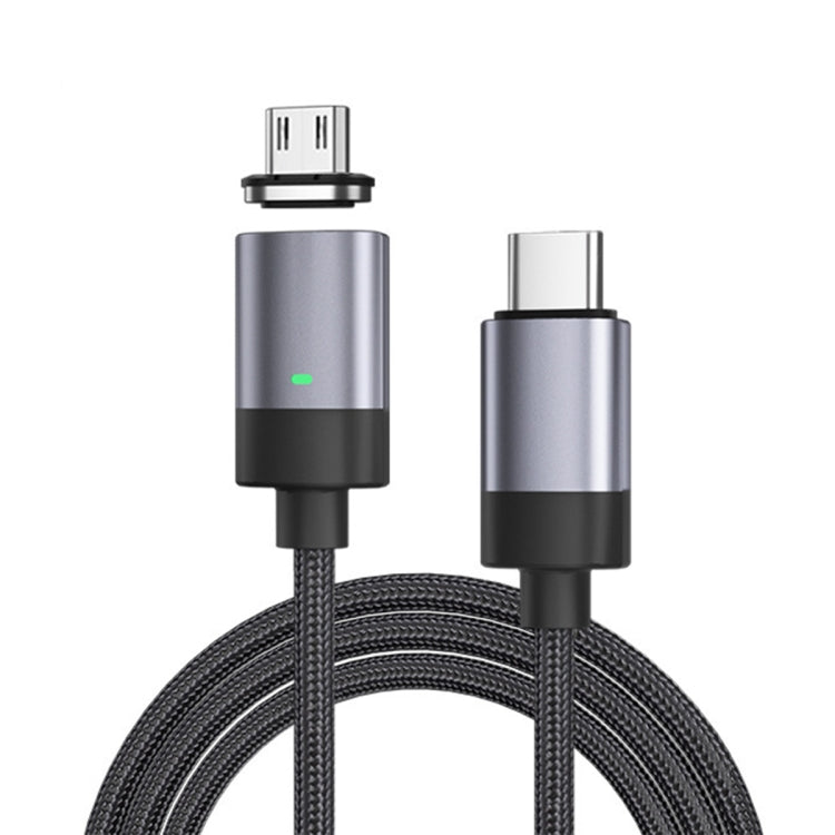 كابل بيانات شحن سريع مغناطيسي USB-C / Type-C إلى Micro USB بقوة 15 واط، الطراز: كابل 1 متر + رأس مغناطيسي، Micro USB