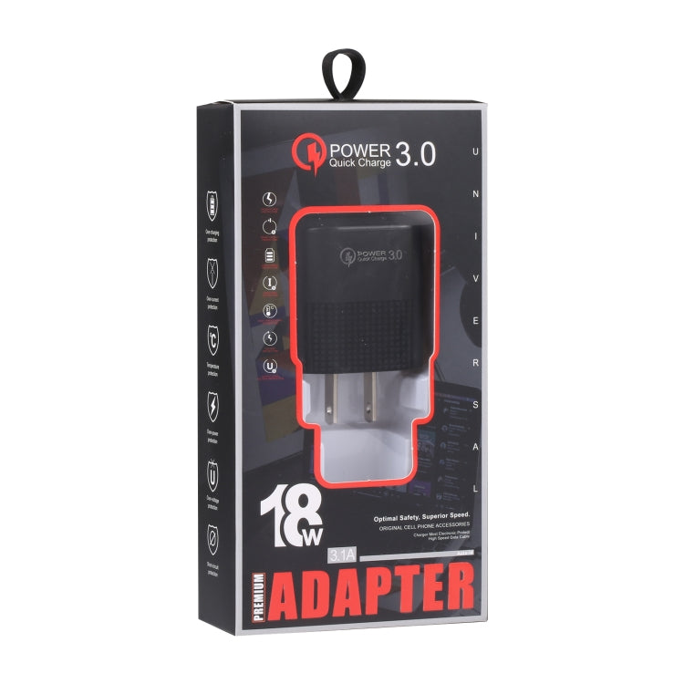 شاحن USB سريع LZ-2117 بقوة 18 واط QC3.0 3.1 أمبير، قابس أمريكي