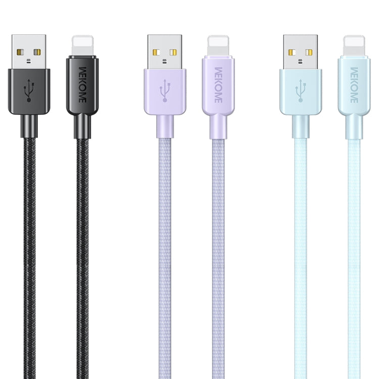 WEKOME WDC-03 سلسلة طاقة المد والجزر 2.4A كابل بيانات مضفر من USB إلى 8 بن، الطول: 1م، USB إلى 8 بن