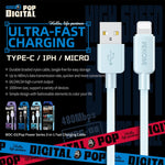 WEKOME WDC-03 سلسلة طاقة المد والجزر 2.4A كابل بيانات مضفر من USB إلى 8 بن، الطول: 1م، USB إلى 8 بن