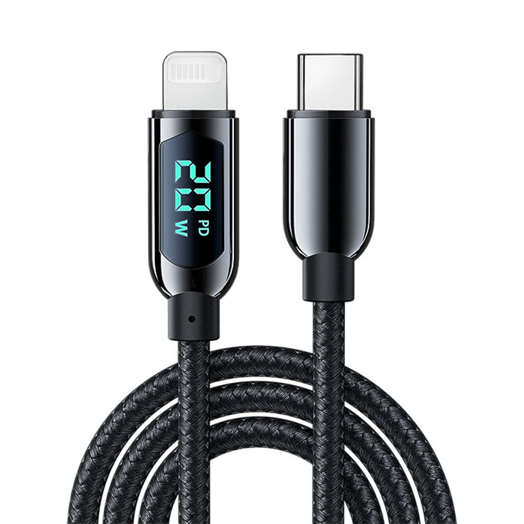 Mutural Li-CC001 كابل شحن وبيانات USB-C / Type-C إلى 8 دبابيس بطول 1.2 متر PD20W بشاشة رقمية، Type-C إلى 8 دبابيس