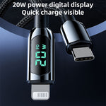 Mutural Li-CC001 كابل شحن وبيانات USB-C / Type-C إلى 8 دبابيس بطول 1.2 متر PD20W بشاشة رقمية، Type-C إلى 8 دبابيس