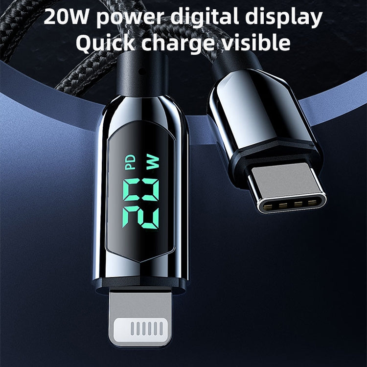Mutural Li-CC001 كابل شحن وبيانات USB-C / Type-C إلى 8 دبابيس بطول 1.2 متر PD20W بشاشة رقمية، Type-C إلى 8 دبابيس
