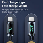Mutural Li-CC001 كابل شحن وبيانات USB-C / Type-C إلى 8 دبابيس بطول 1.2 متر PD20W بشاشة رقمية، Type-C إلى 8 دبابيس