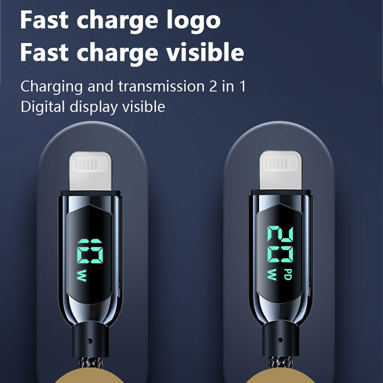 Mutural Li-CC001 كابل شحن وبيانات USB-C / Type-C إلى 8 دبابيس بطول 1.2 متر PD20W بشاشة رقمية، Type-C إلى 8 دبابيس