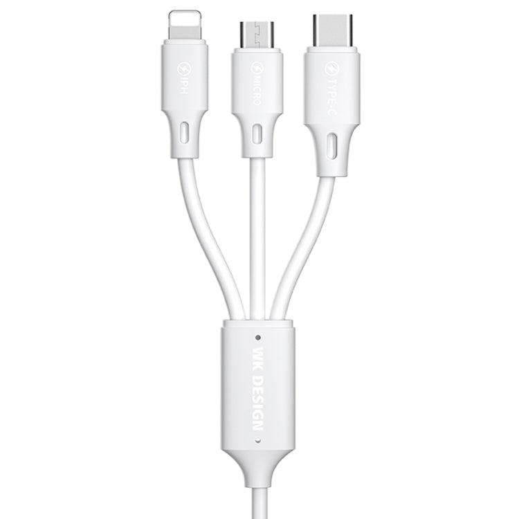 كابل بيانات شحن احترافي WK WDC-103 3A 3 في 1 8 دبابيس + Micro USB + Type-C / USB-C، الطول: 1.15 متر