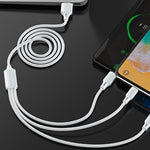 كابل بيانات شحن احترافي WK WDC-103 3A 3 في 1 8 دبابيس + Micro USB + Type-C / USB-C، الطول: 1.15 متر