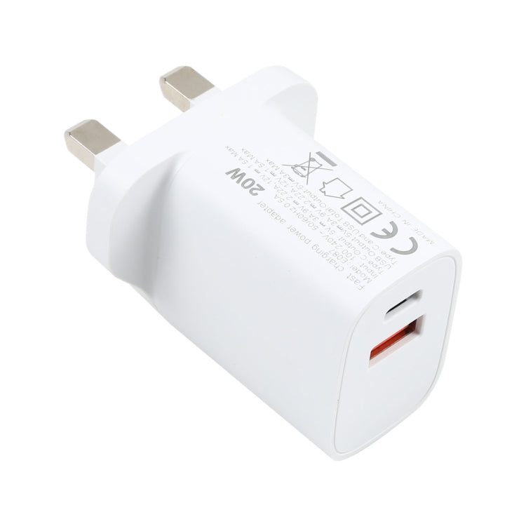 E087 20 واط USB-C / Type-C + منافذ USB شاحن سفر سريع، قابس UK، قابس UK