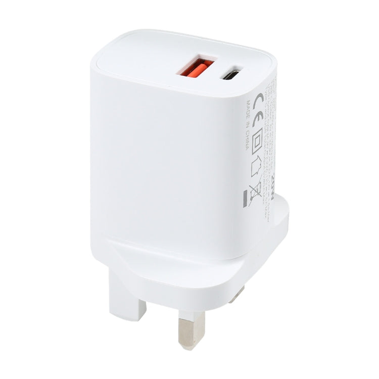 E087 20 واط USB-C / Type-C + منافذ USB شاحن سفر سريع، قابس UK، قابس UK
