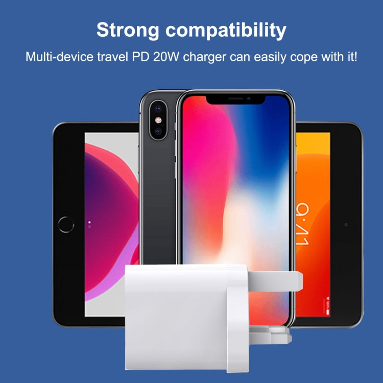 E087 20 واط USB-C / Type-C + منافذ USB شاحن سفر سريع، قابس UK، قابس UK