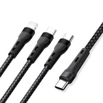 كابل شحن بيانات 100 واط 6A Type-C إلى 8 دبابيس + Type-C + Micro USB، الطول: 1.3 متر