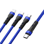 كابل شحن بيانات 100 واط 6A Type-C إلى 8 دبابيس + Type-C + Micro USB، الطول: 1.3 متر