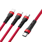 كابل شحن بيانات 100 واط 6A Type-C إلى 8 دبابيس + Type-C + Micro USB، الطول: 1.3 متر