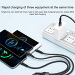 كابل شحن بيانات 100 واط 6A Type-C إلى 8 دبابيس + Type-C + Micro USB، الطول: 1.3 متر