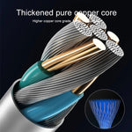 كابل شحن بيانات 100 واط 6A Type-C إلى 8 دبابيس + Type-C + Micro USB، الطول: 1.3 متر