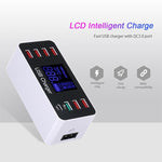 محطة شحن ذكية A9 Plus (الإصدار العالمي) متعددة الوظائف AC 100V~240V مع 8 منافذ USB وشاشة رقمية LCD قابلة للفصل وشاحن لاسلكي، تدعم QC3.0، A9 Plus (الإصدار العالمي)