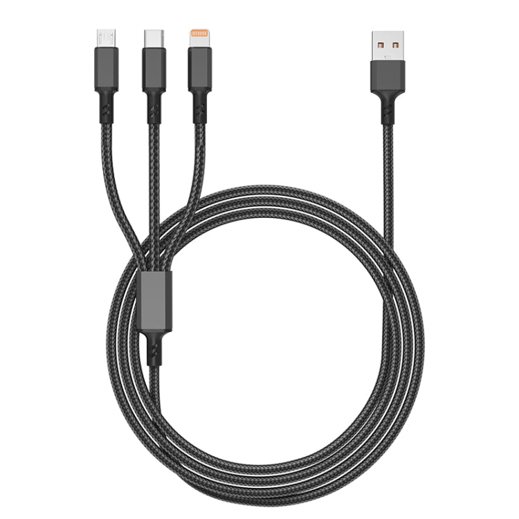 كابل شحن سريع برتقالي 3A 3 في 1 USB إلى Type-C / 8 دبابيس / Micro USB، طول الكابل: 1.2 متر، قابس برتقالي (أسود)، قابس برتقالي (أزرق)، قابس برتقالي (أحمر)، قابس برتقالي (فضي)