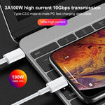 كابل بيانات شحن سريع USB-C / Type-C إلى 8 دبابيس بقوة 100 واط، الطول: 2 متر، 2 متر Type-C إلى 8 دبابيس