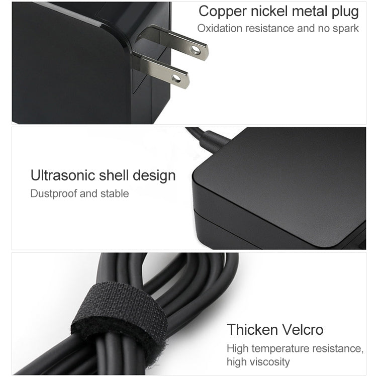 شاحن طاقة محمول بقوة 45 واط USB-C / Type-C لأجهزة اللابتوب مع كابل شحن Type-C، قابس أمريكي، قابس أمريكي 45 واط / أسود