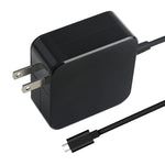 شاحن طاقة محمول بقوة 65 واط USB-C / Type-C لأجهزة اللابتوب مع كابل شحن Type-C، قابس أمريكي، قابس أمريكي 65 واط / أسود