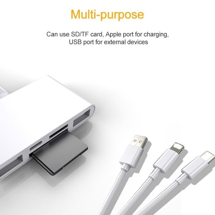 قارئ كاميرا متعدد الوظائف 5 في 1 8 دبابيس + Type-C / USB-C + USB + بطاقة TF + بطاقة SD