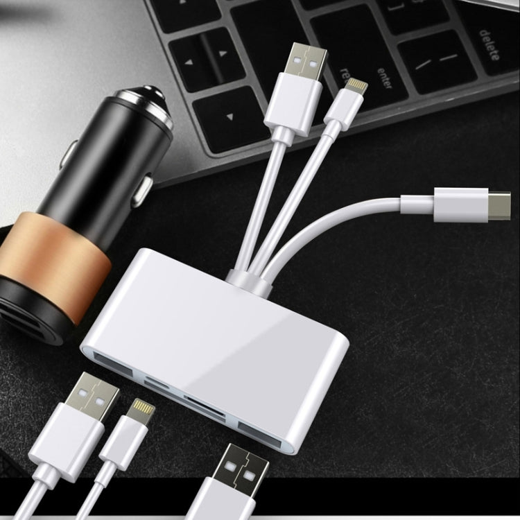 قارئ كاميرا متعدد الوظائف 5 في 1 8 دبابيس + Type-C / USB-C + USB + بطاقة TF + بطاقة SD