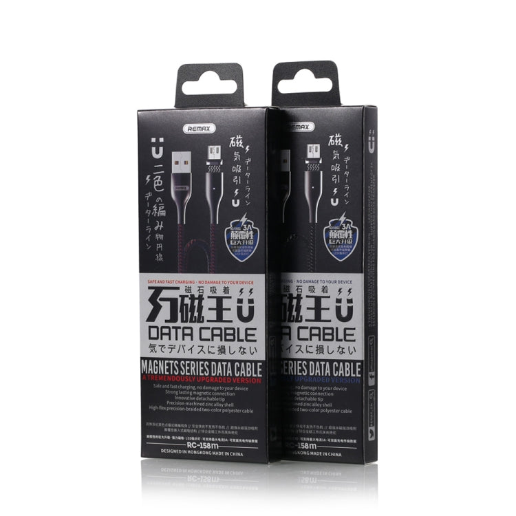 كابل بيانات مغناطيسي من REMAX RC-158m 3A من USB إلى Micro USB مع جذب مغناطيسي، مضفر من البوليستر بلونين، طول الكابل: 1 متر، Micro USB