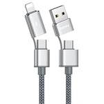 كابل شحن ومزامنة بيانات REMAX RC-020t 2.4A سلسلة Aurora 4 في 1 8 Pin + USB + 2 × Type-C، طول الكابل: 1 متر