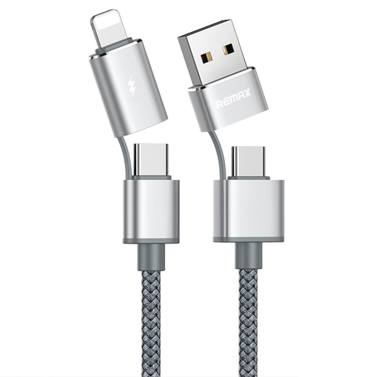 كابل شحن ومزامنة بيانات REMAX RC-020t 2.4A سلسلة Aurora 4 في 1 8 Pin + USB + 2 × Type-C، طول الكابل: 1 متر