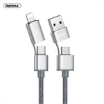 كابل شحن ومزامنة بيانات REMAX RC-020t 2.4A سلسلة Aurora 4 في 1 8 Pin + USB + 2 × Type-C، طول الكابل: 1 متر