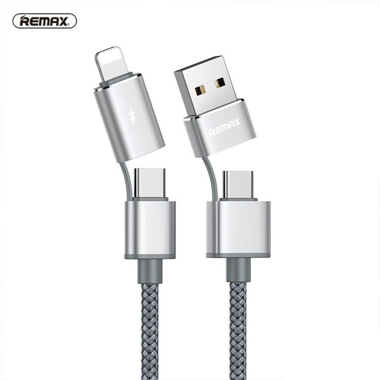 كابل شحن ومزامنة بيانات REMAX RC-020t 2.4A سلسلة Aurora 4 في 1 8 Pin + USB + 2 × Type-C، طول الكابل: 1 متر