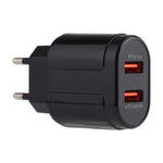 LZ-022 5 فولت 2.4 أمبير شاحن سفر بمنفذي USB، قابس EU
