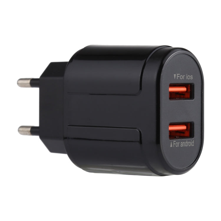 LZ-022 5 فولت 2.4 أمبير شاحن سفر بمنفذي USB، قابس EU