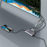 محطة إرساء متعددة الوظائف 6 في 1 USB 2.0 × 3 + HDMI + RJ45 + منفذ شحن أنثى 8 دبابيس إلى ذكر 8 دبابيس، 79591