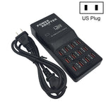 قاعدة شحن ذكية سطح مكتب W-858 بقدرة 12A و12 منفذ USB للشحن السريع، AC100-240V، قابس أمريكي، قابس أمريكي