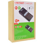 قاعدة شحن ذكية سطح مكتب W-858 بقدرة 12A و12 منفذ USB للشحن السريع، AC100-240V، قابس أمريكي، قابس أمريكي