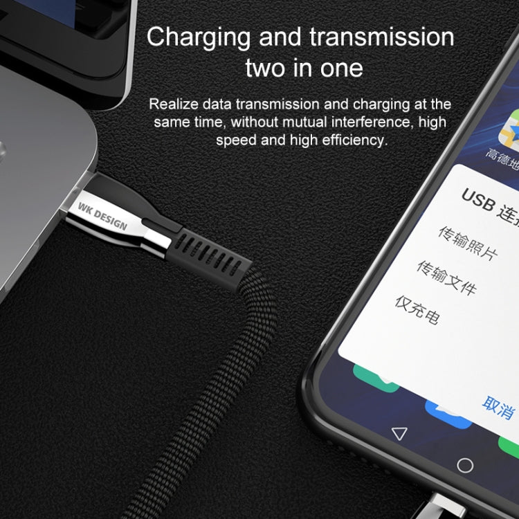 WK WDC-107i كابل شحن ومزامنة بيانات USB إلى 8 بن بطول 1 متر، خرج 2.4A، سلسلة سبائك الزنك، 8 بن