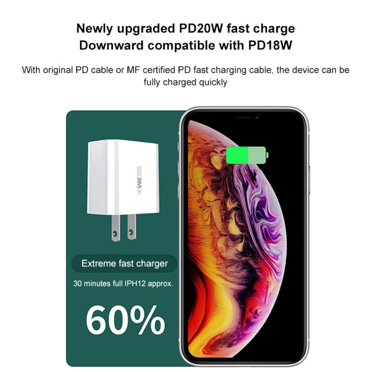 WK WP-U53 شاحن QC3.0 20 واط USB Type-C شاحن سريع PD Maxspeed