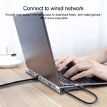 محول HUB 11 في 1 RJ45 + 87 واط PD + SD/TF + USBx3 + HDMI + VGA + 3.5 مم AUX إلى Type-C، 11 في 1