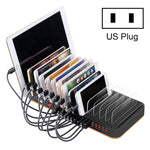 محطة شحن ذكية USB سريعة بقدرة 100 واط مع 15 منفذ وحامل للهاتف والتابلت WLX-815، قابس أمريكي 100 واط، قابس أوروبي 100 واط، قابس بريطاني 100 واط، قابس أسترالي 100 واط