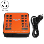 محطة شحن ذكية USB بقدرة 200 واط مع 40 منفذ وشاشة رقمية WLX-840، AC100-240V، قابس أسترالي (أسود+برتقالي)، قابس أسترالي