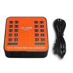 محطة شحن ذكية USB بقدرة 200 واط مع 40 منفذ وشاشة رقمية WLX-840، AC100-240V، قابس أمريكي (أسود+برتقالي)، قابس أمريكي