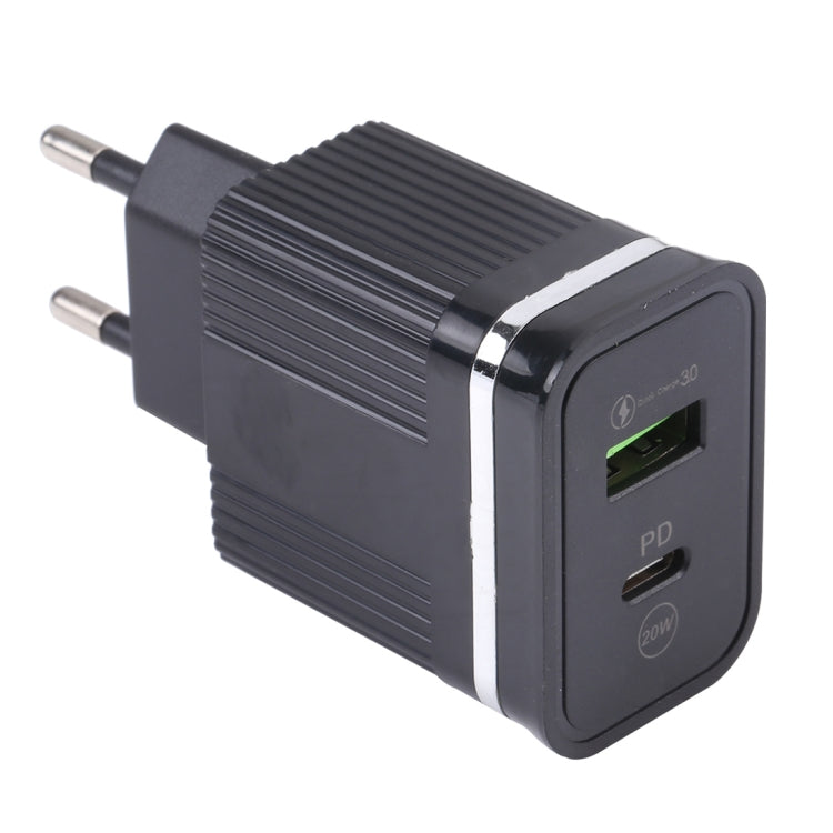 46-A2C2 20 واط PD + QC3.0 شاحن متعدد الوظائف USB سريع، قابس EU، قابس EU