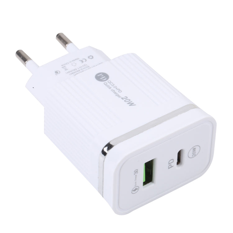 46-A2C2 20 واط PD + QC3.0 شاحن متعدد الوظائف USB سريع، قابس EU، قابس EU