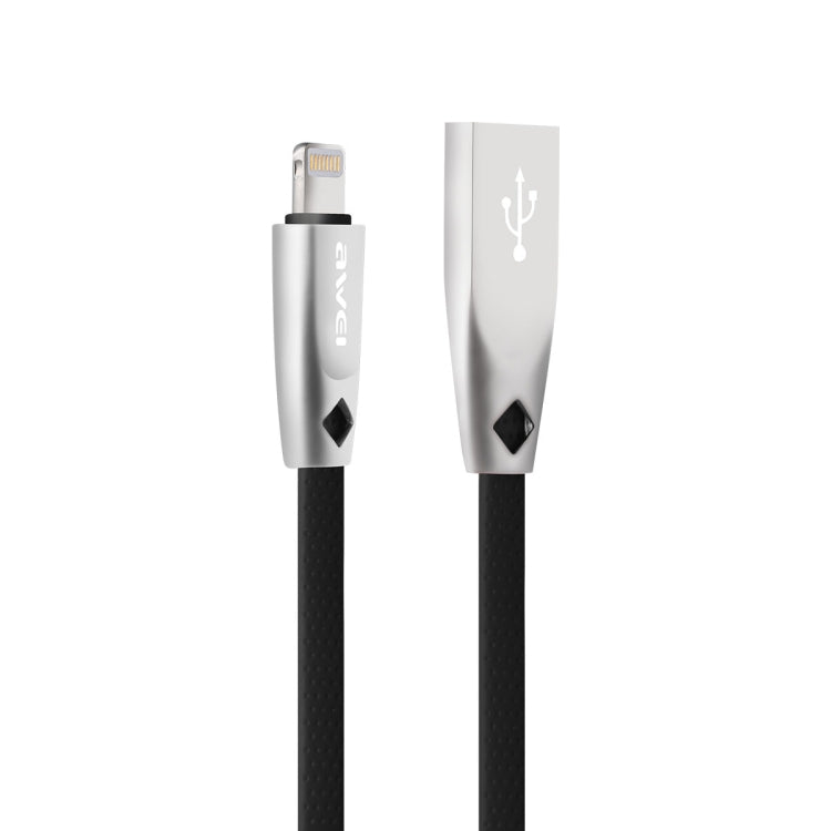 AWEI CL-95 كابل بيانات شحن سريع محمول TPE + سبائك الألمنيوم USB إلى 8 بن، 2A، الطول: 1 متر