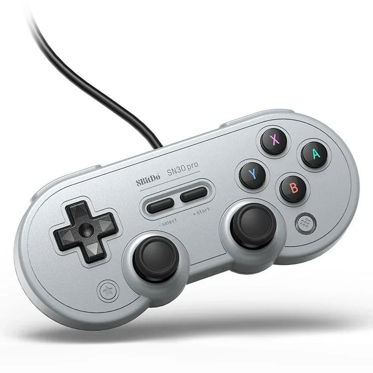 يد تحكم لعبة سلكية USB من 8Bitdo SN30 PRO لوحدة Swith / Steam / الكمبيوتر، SN30 PRO سلكي (رمادي)